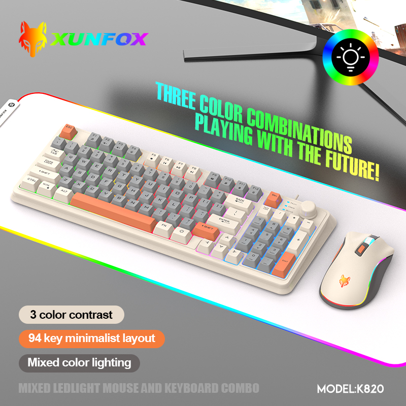 Gaming Keyboard Mouse Combo - K820 USB Przewodowa klawiatura do gier
