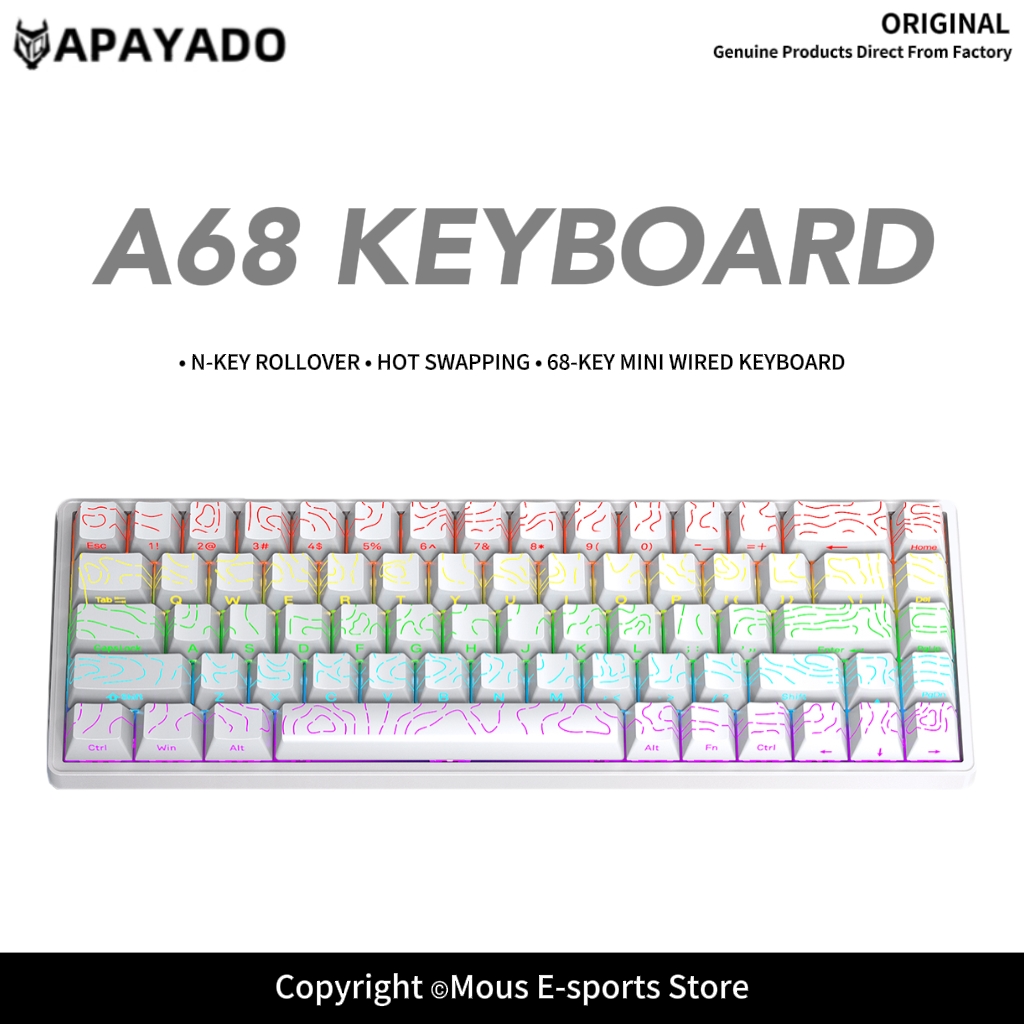 Gaming Keyboard Budget - APAYADO A68 Przewodowa Klawiatura Mechaniczna z