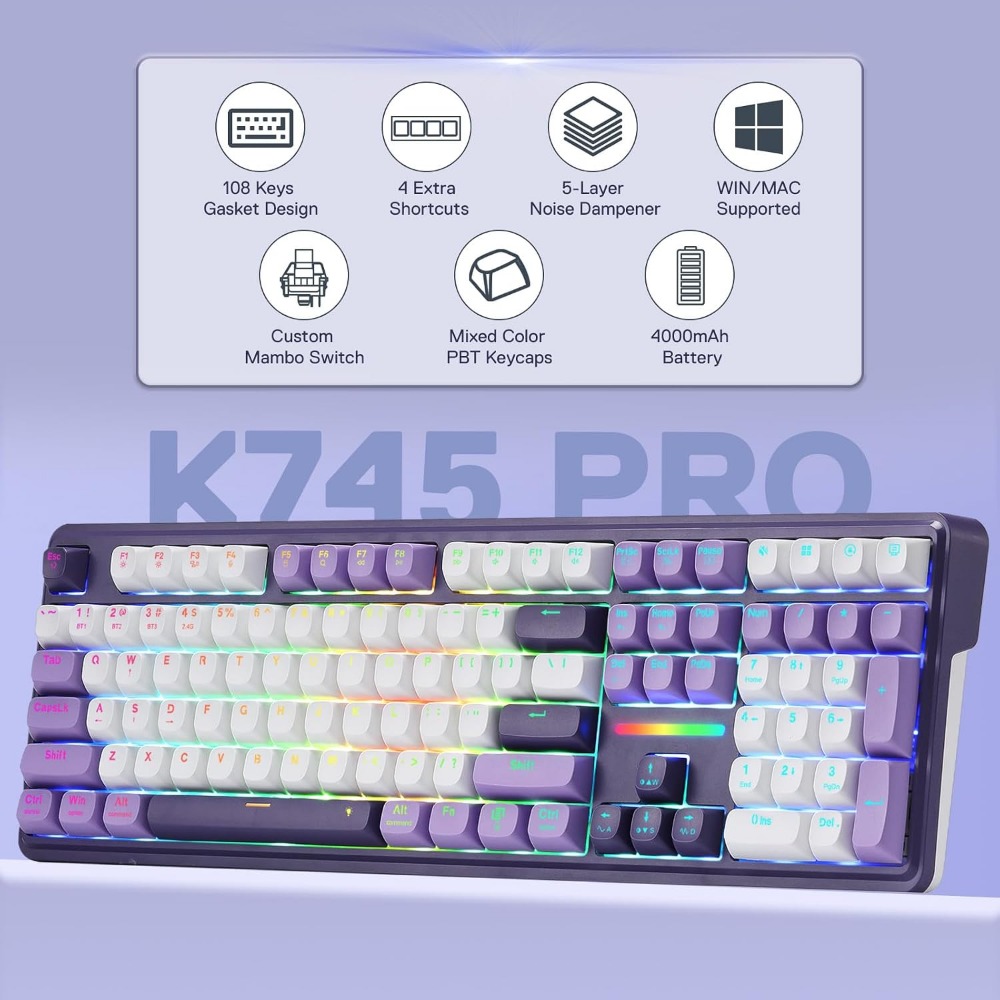 Bezprzewodowa mechaniczna klaw – Gaming Keyboard No Noise recenzja i cena