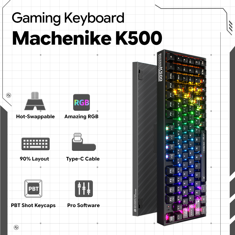 Machenike K500-B94 V2 Przewodo – Keyboard Gaming Transparent recenzja i cena