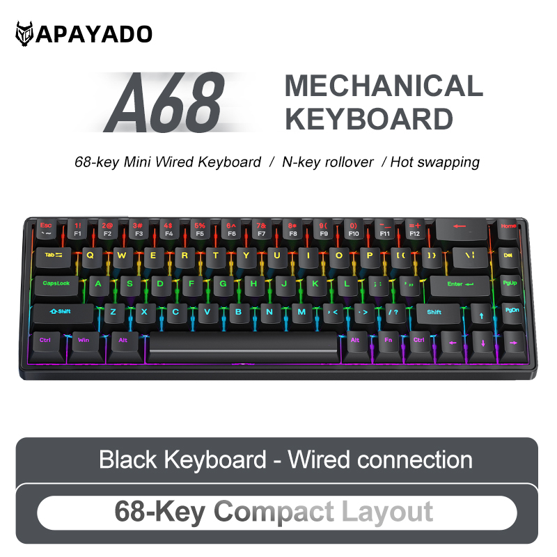 APAYADO A68 Przewodowa Klawiat – Gaming Keyboard Budget recenzja i cena